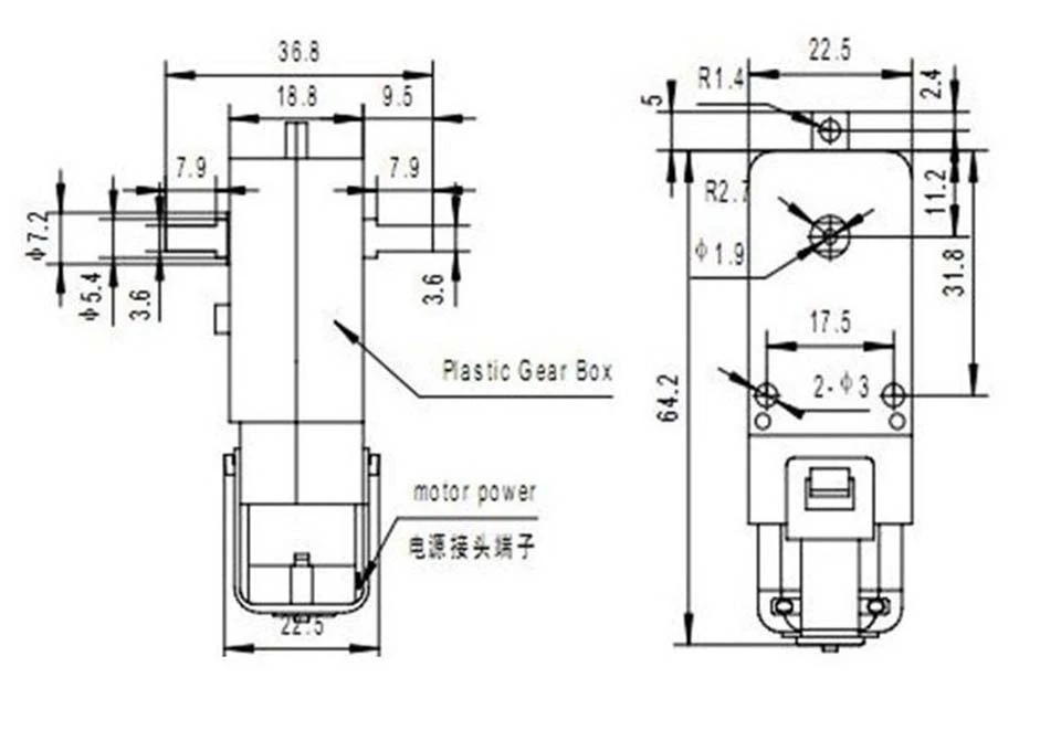 TT Motor Smart Car Robot Gear Motor TT Motor Robot DC 3V-6V 1:48