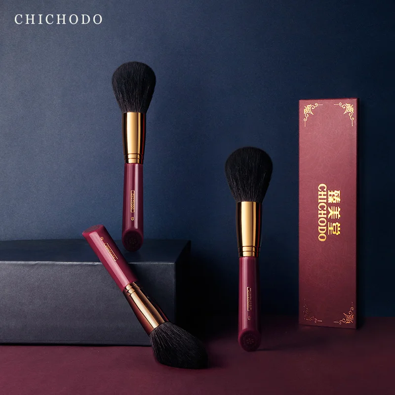 CHICHODO Makeup Brush-Luxurious Red Rose Series-High Quality Gray Rat Hair Powder Brush-Face Cosmetic Tools-Natural Hair Beauty