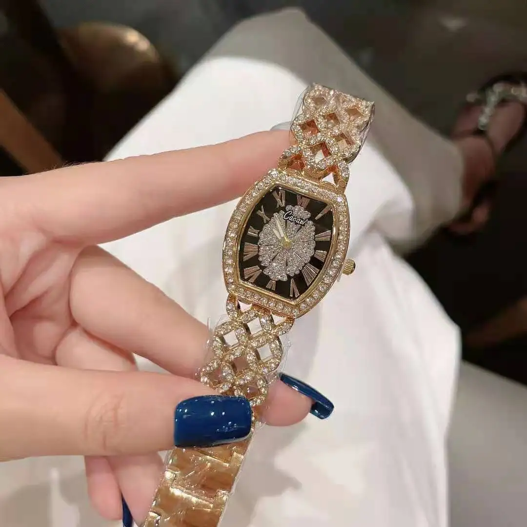 Top Brand Luxury Women Watches With Rhinestone Fashion Quartz Watch Women Gold Hollow Wristwatches Bracelet Relogio Feminino