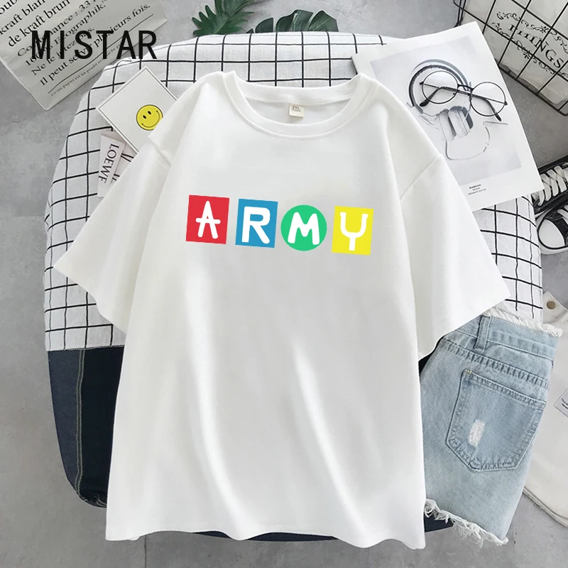 Tops Korean dynamite fans T-shirt Cartoon letter Tshirts Harajuku KPOP Graphic Tshirt Summer Women Suga T-shirt aesthetic