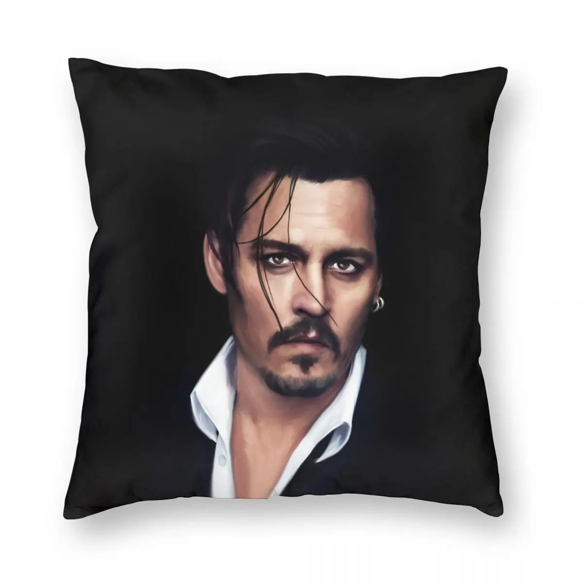 Johnny Depp Square Pillowcase Polyester Linen Velvet Printed Zip Decorative Throw Pillow Case Car Cushion Cover