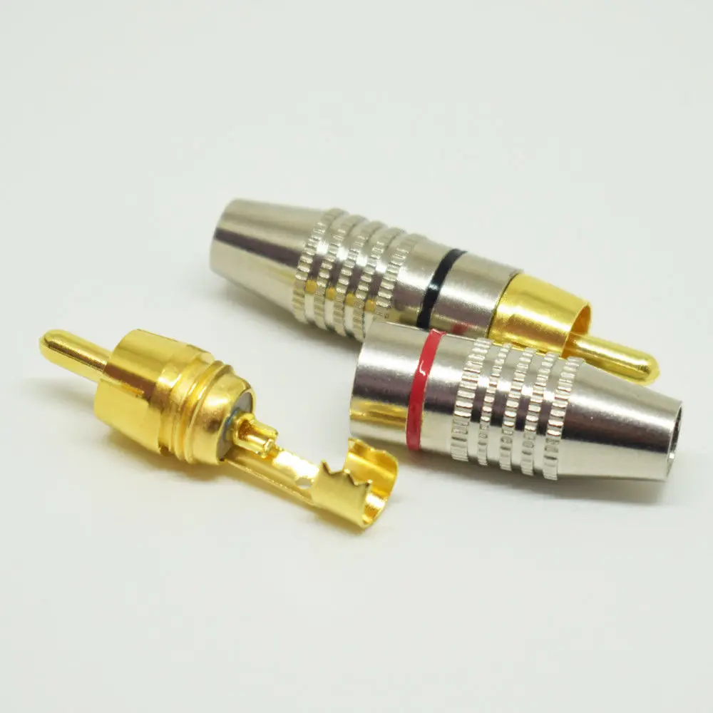 1 pair Soldering Metal RCA Male Plug Audio Video Cable Adapter Connector 6mm