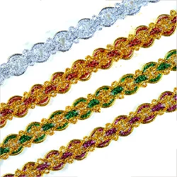 15 Yds Gold Lace Ribbons Cosplay Appliqued Diy Performance Accessories Crochet Lace Gold Silver Braid Trims Sewing Tape 2.2cm