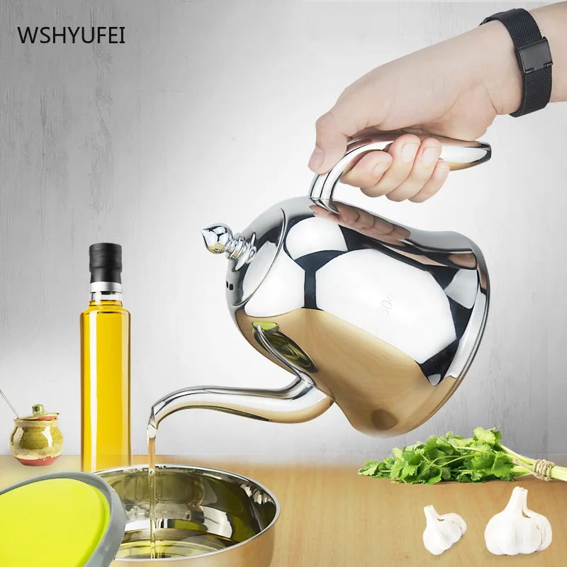 Thicken Kitchen Restaurant Household Stainless Steel Oil Can Large Leakproof Oil Bottle Household Exquisite Kitchen Supplies