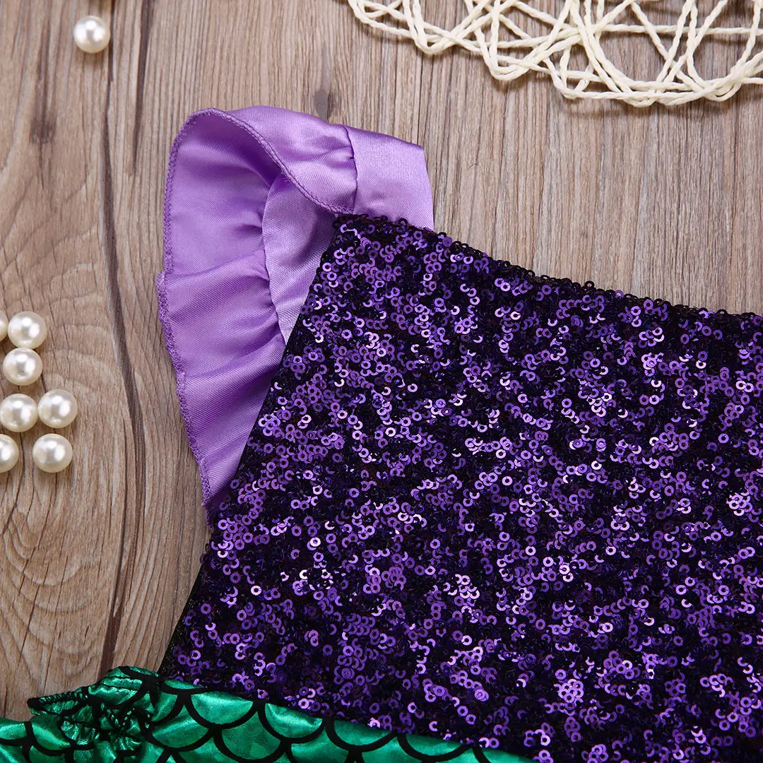Newborn Baby Girls Romper Summer Sequins Ruffles Sleeveless Mermaid Romper Girl Fashion Sunsuit Clothes 0-24M