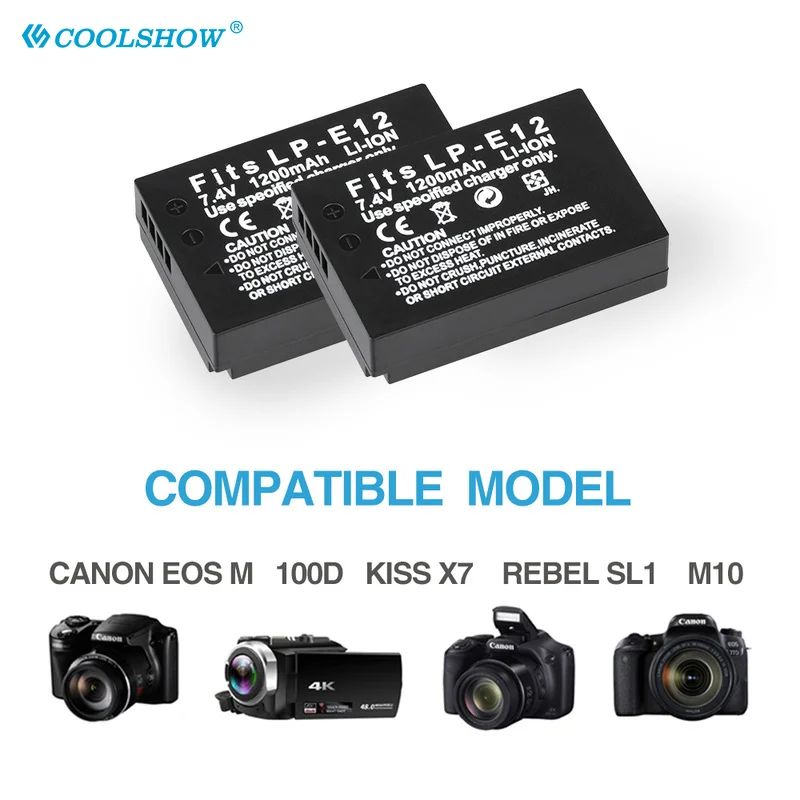 Batterie Per Foto/Videocamera LP-E12 LPE12 LP E12 PER Canon Rebel SL1 100D BACIO X7 EOS-M EOS M M2 EOS M10 M50 M100 1200mAh Batterie