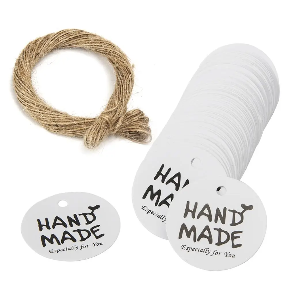 100 Stück Kraftpapier-Geschenkanhänger „Danke, dass Sie mit uns feiern“-Etiketten, handgefertigt, für Hochzeit, Party, Dekoration, Verpackung, Hängepapier – Detail 8