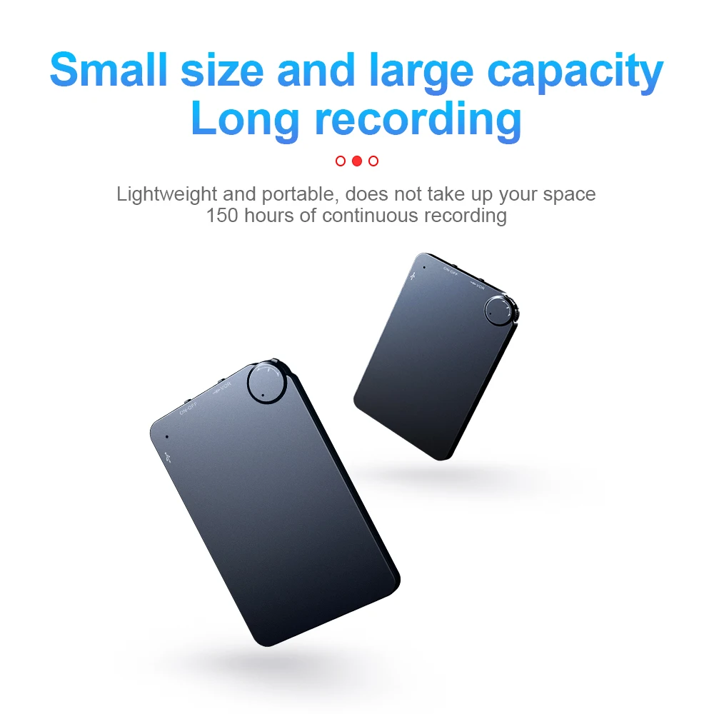 150Hours Ultra-thin Card Digtal Voice Recorder Oculta 32GB Mini Activated Professional Sound Record Micro Flash Drive Dictaphone