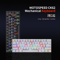 Motospeed CK62 61 Keys RGB Mechanical Keyboard USB BT 3.0 Dual Mode Gaming Keyboard with Blue/Red OUTEMU Switch Long Durability