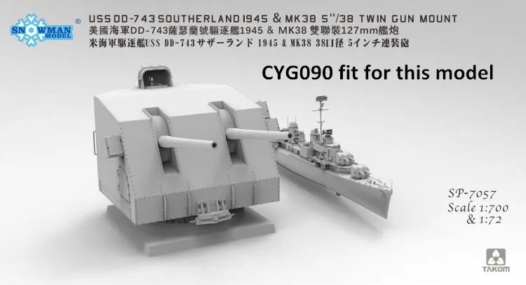 1/72 Maßstab Zahnrad 127 mm Flugabwehr-Revolver Metallfass für Schneemann-Modell 2 Stück/Set # CYG090