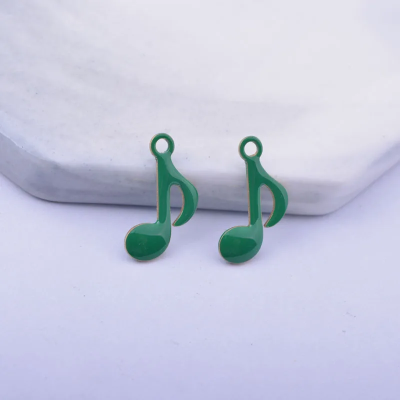 30 Stück 15*9mm Kupfer Beidseitig Emaillierte Schlagnoten-Anhänger Musiknoten-Anhänger DIY Schmuckherstellung – Detail 6