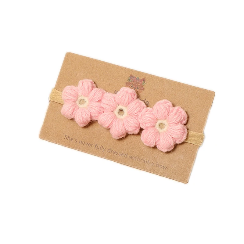 Vintage Baby Nylon Headbands Handmade Crochet Flowers Woolen Kid Elastic Hairbands Girls Hair Clips Children  Hair Accessories