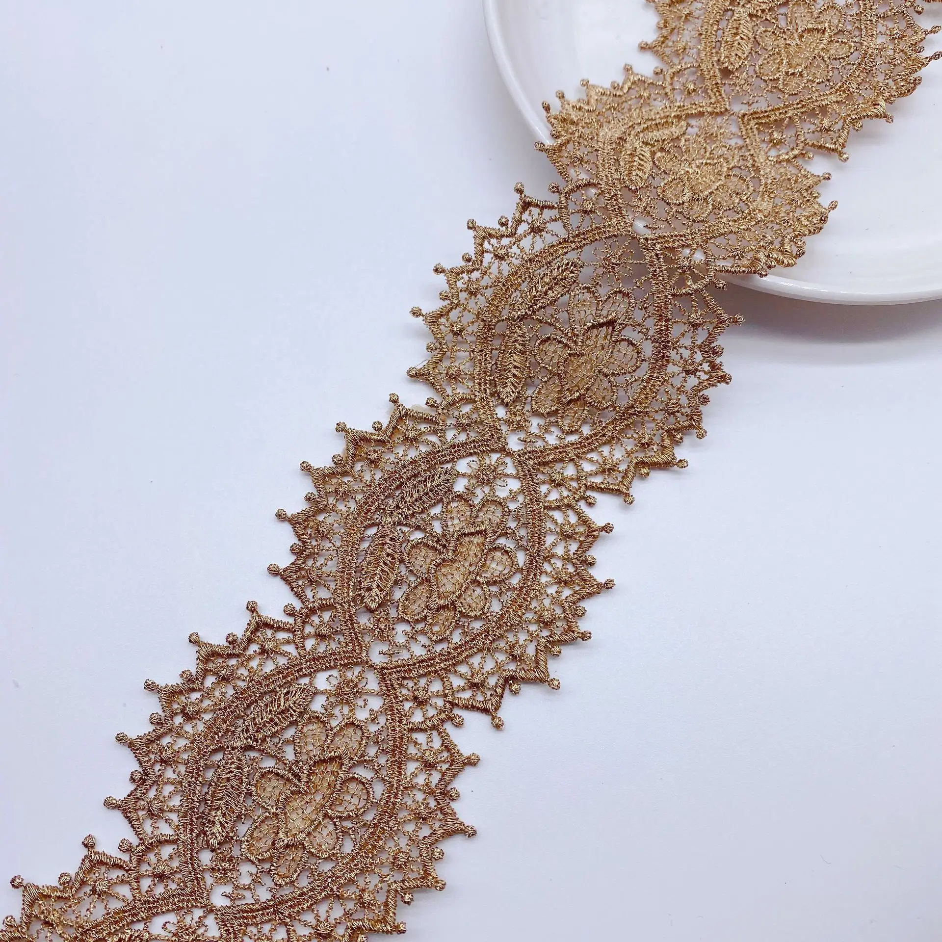 Bilateral Hollow Gold Thread Width 6.5cmEmbroidery Lace DIY  Women's clothing Bedding Wedding Dresses Sewing Garment Accessories