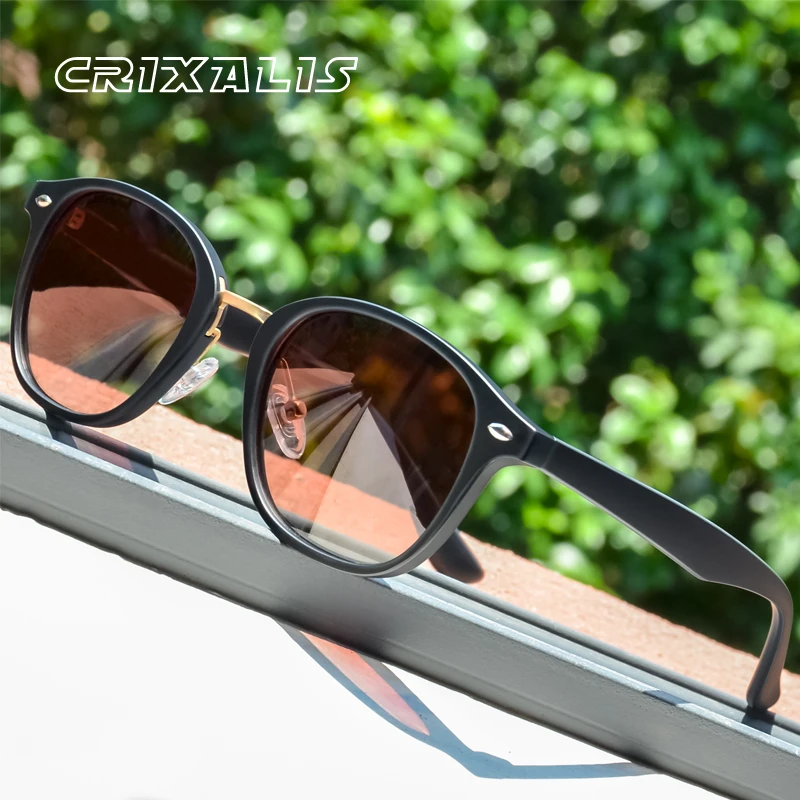 Crixalis-óculos de sol polarizados redondos para homens e mulheres, óculos anti-reflexo, estilo vintage, proteção uv400, tr90, 2023