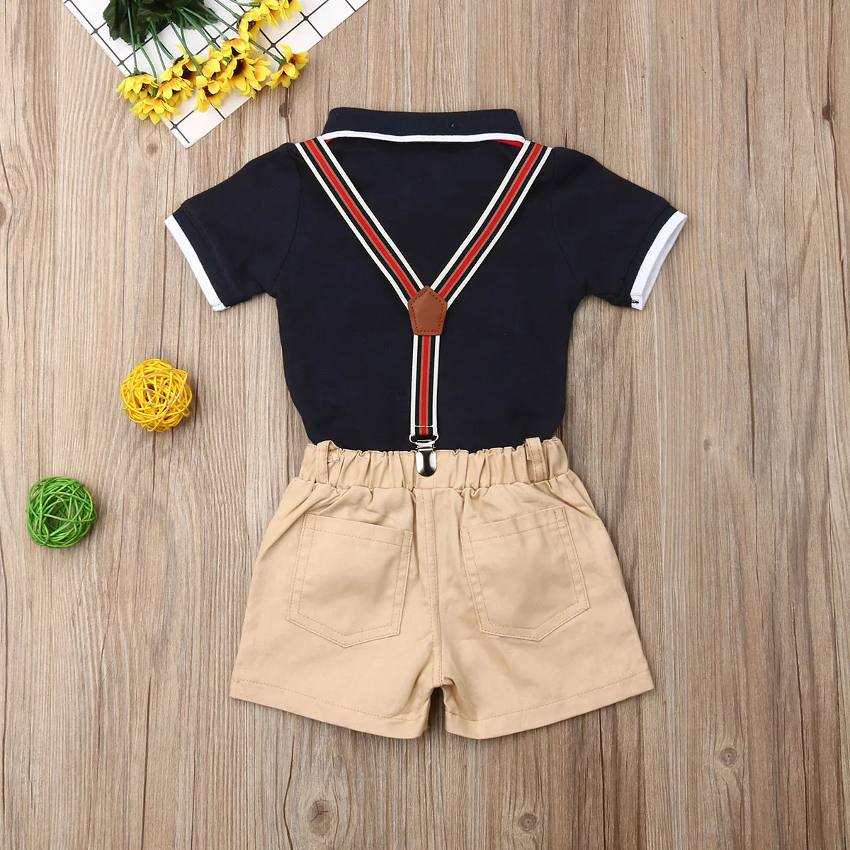 Toddler Boy Clothes Summer Casual Kids Boy Gentleman Suit Shirt Tops+Pants Outfit Formal Party Shirt Bib Shorts Set 1-5T