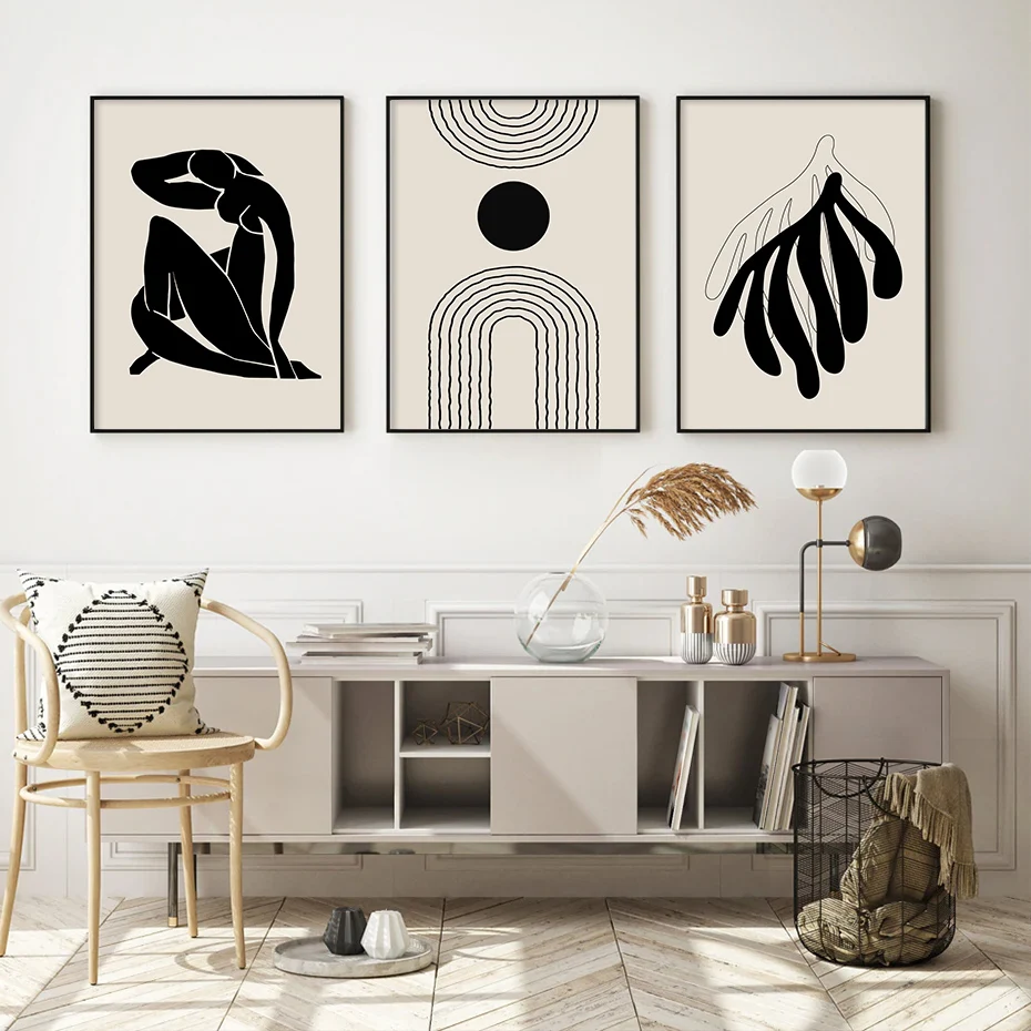 Abstract Geometry Boho Style Floral Posters Canvas Painting Wall Art Prints Pictures for Living Room Interior Home Decoration