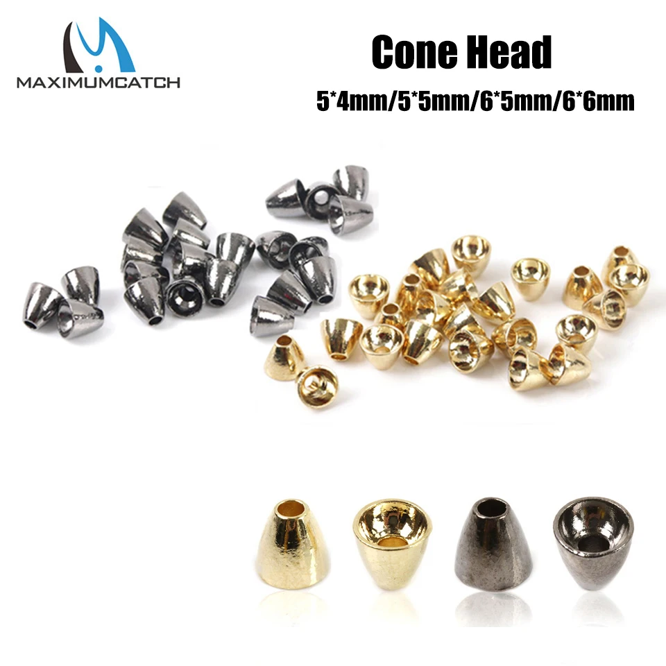 Maximumcatch 25Pcs/lot Tungsten Cone Head Fly Tying Beads Black Nickel/Gold Fly Tying Material