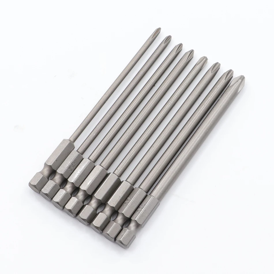 8pcs 100mm Phillips screwdriver bit with magnetic PH0 PH1 PH2 screwdriver bit S2 alloy steel