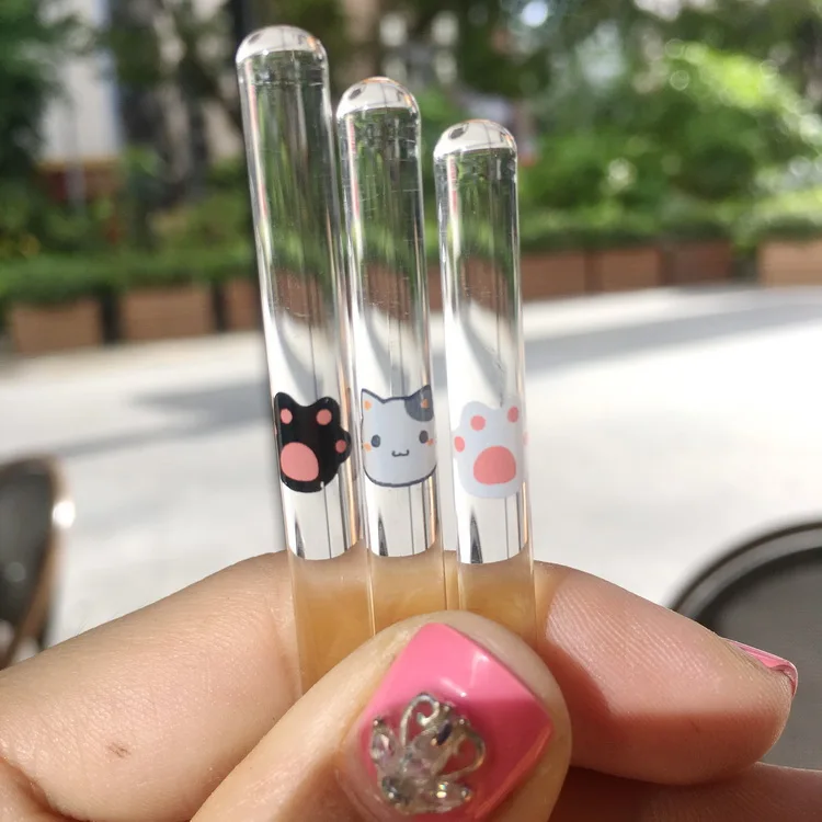 Glass Stirring Rod - 3 PCS  Cocktail Party Drink Stirrers Swizzle  Glass Sticks Cute cat drink stir stick (20cm)