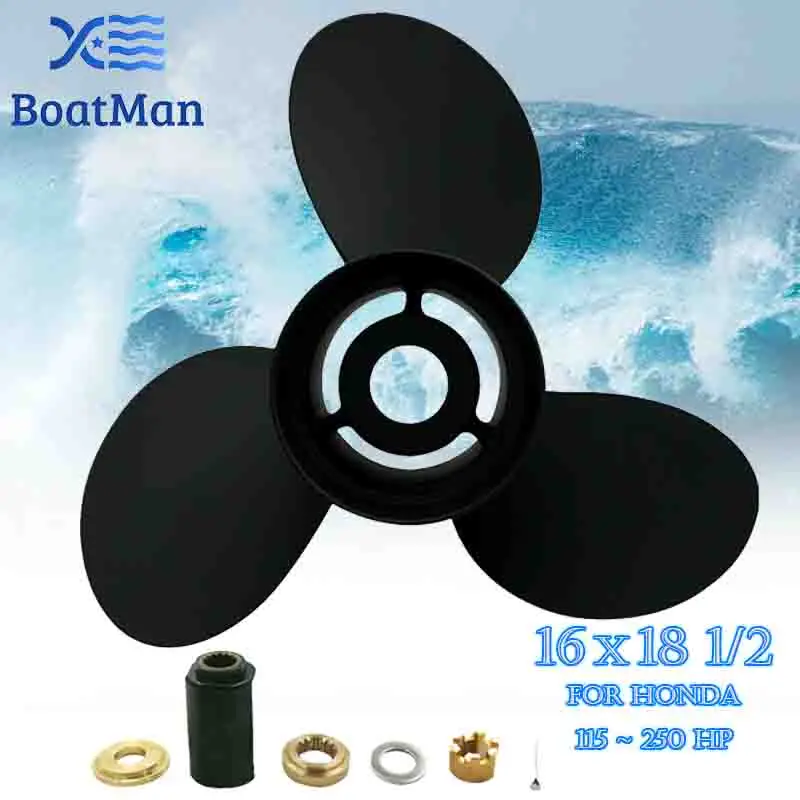 BoatMan® 16x18 1/2 Aluminum Propeller for Honda 115HP 135HP 150HP 200HP 225HP 250HP Outboard Motor 15 Tooth Engine Boat Part