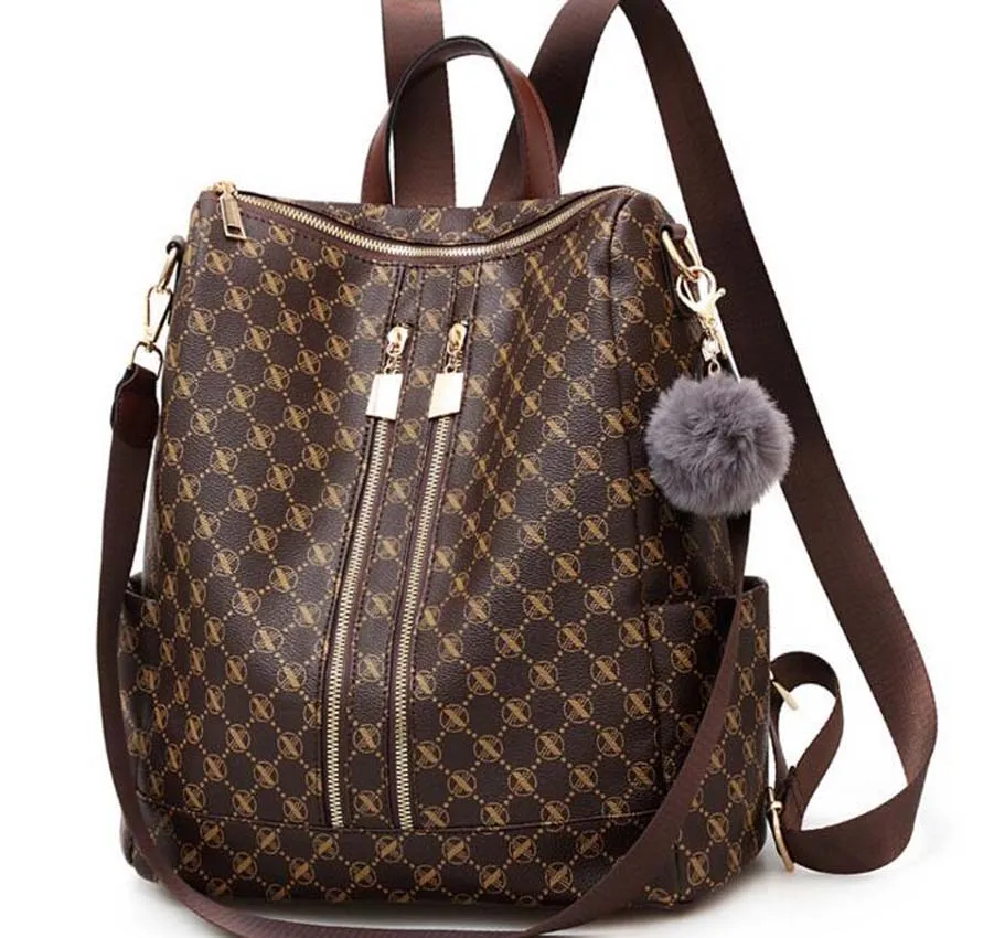 

2026 Luxury New new style women's leather travel backpack fashion Double shoulder bags high-capacity casual totes school bag