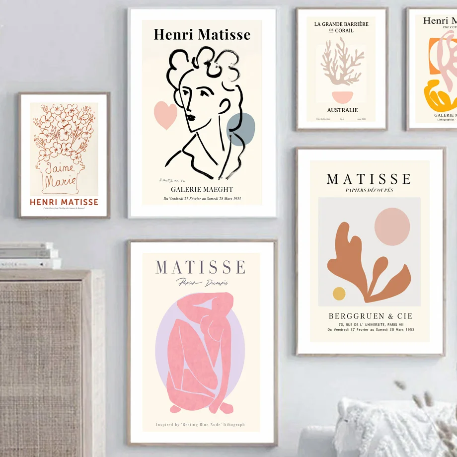 

Henri Matisse Abstract Line Face Coral Leaves Wall Art Print Canvas Painting Poster Gift Decoration Pictures For Living Room