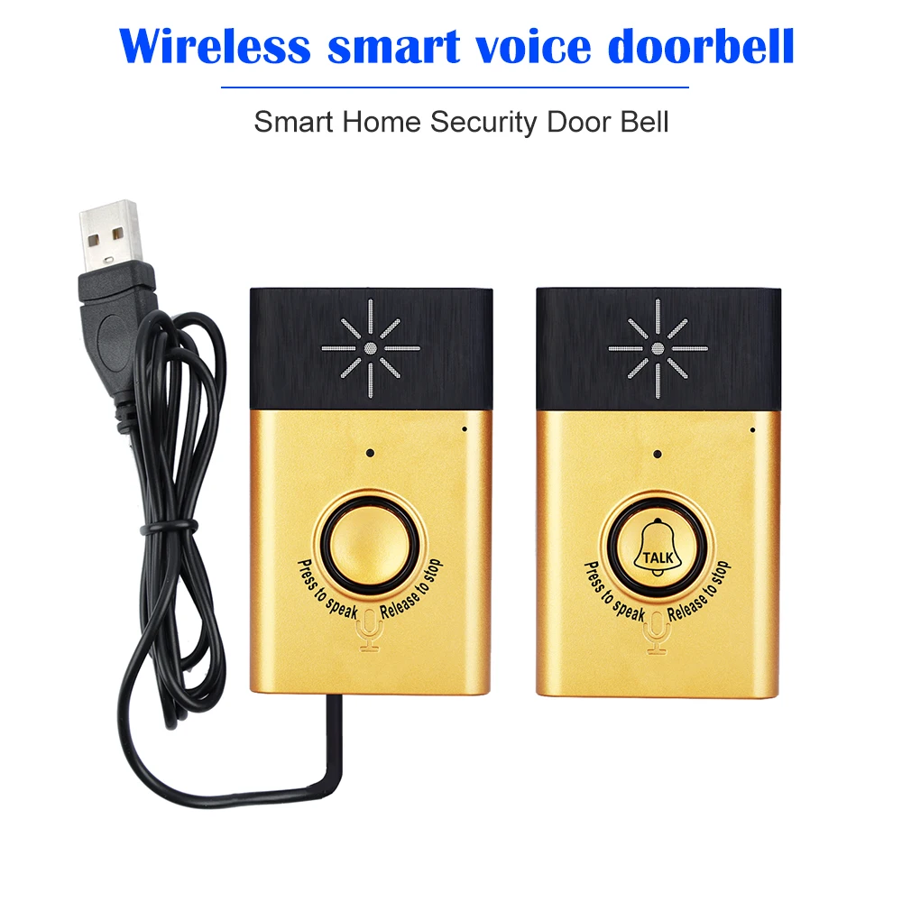 Wireless Voice Intercom Doorbell with Outdoor Unit Button Indoor Unit Receiver 2-way Talk Monitor Smart Home Security Door Bell