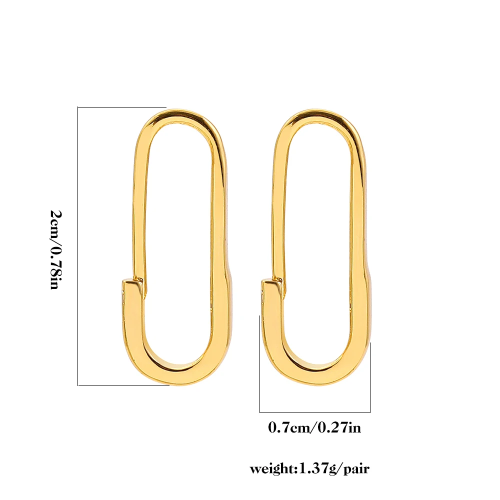 Simple U-shaped Safety Pin Stud Earrings Trendy Paper Clip Pin Copper Gold Color Earrings for Womne Girls Jewelry Wholesale