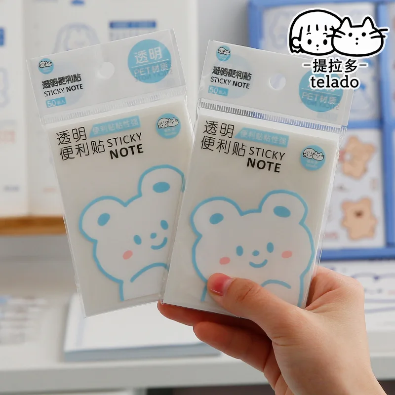 50 sheets Cute bear transparent Sticky Message Notes Memo Pad Diary Stationary Flakes Scrapbook Decorative kawaii N Times Sticky