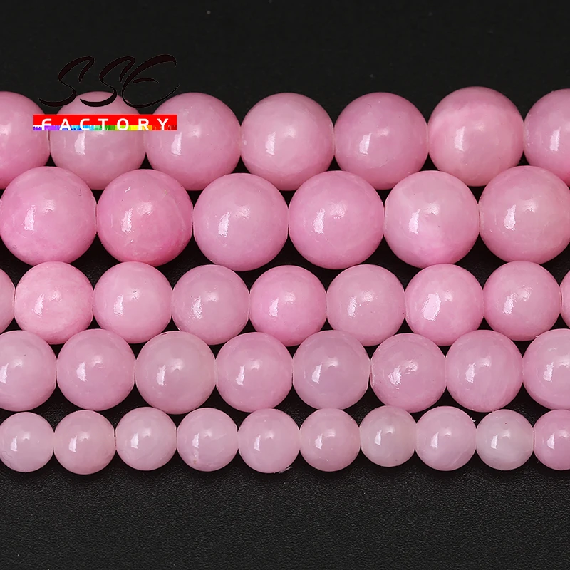 Alami Pink Lisa 'S Manik Bulat Chalcedony Batu Beads untuk Perhiasan Membuat DIY Gelang Kalung Aksesoris 15 ''4 6 8 10 Mm