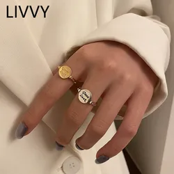 LIVVY Silver Color 2021 nuovi buoni anelli rotondi lisci per le donne coppia semplice moda elegante regalo di gioielli unici