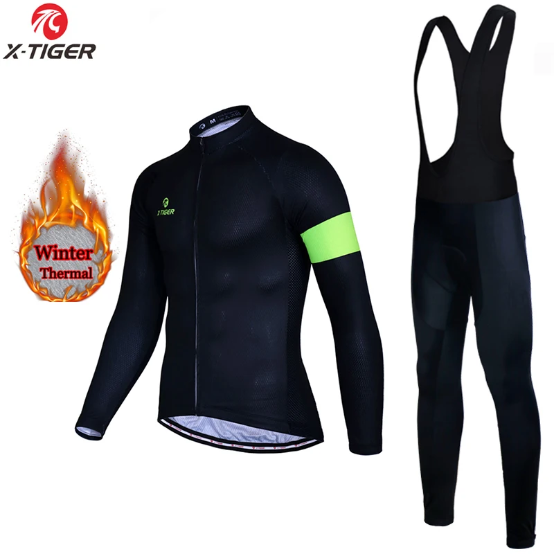 

X-TIGER Winter Fleece Thermal Cycling Jersey Set Maillot Ropa Ciclismo Mtb Bike Long Sleeve Clothes Bicycle Suit Clothing