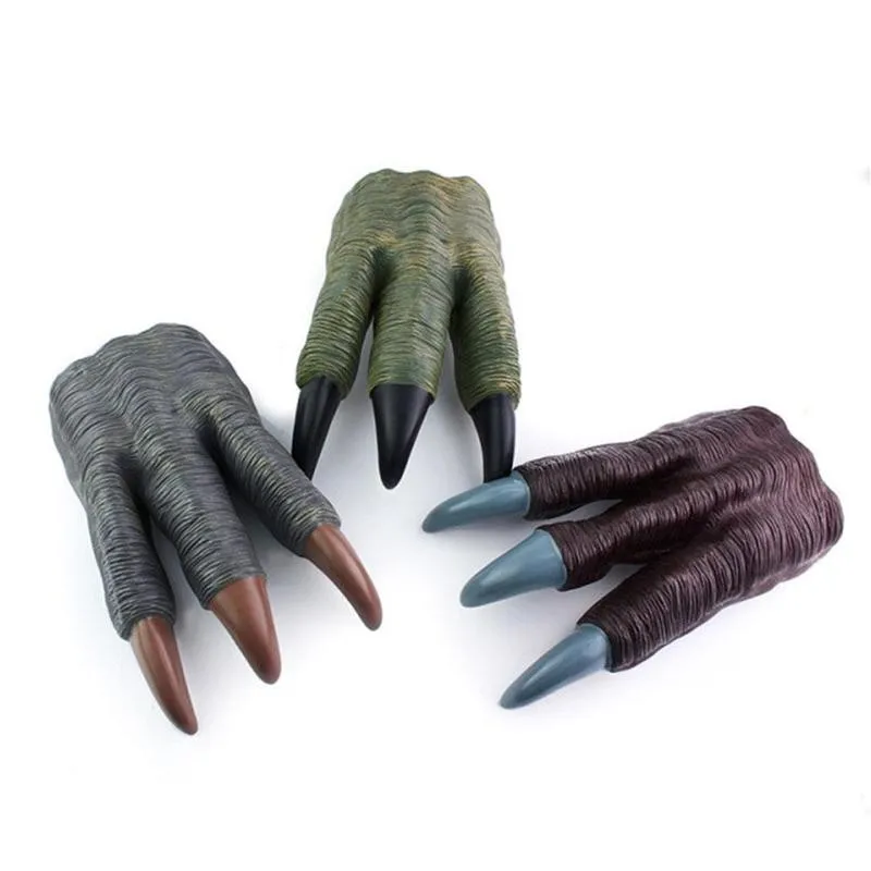 Dinosaur Claw Gloves Cosplay Jurassic Play Model Halloween Werewolf Trick Children Toys Kids Party Gift Prop Hands Q4H5