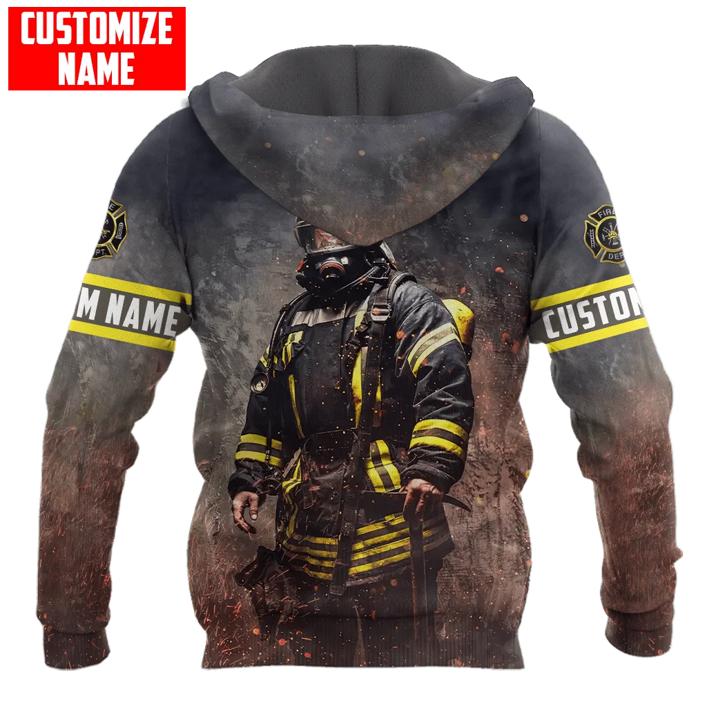 Customize Name Brave Firefighter 3D Printed Men Autumn Hoodie Unisex Hooded sweatshirt Streetwear Casual zipper hoodies DK429