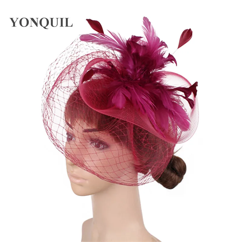 Chapéu fascinator de casamento feito a mão, chique acessórios de malha chapéu feminino de nylon para noivas chapéu para festas e jantar para noivas