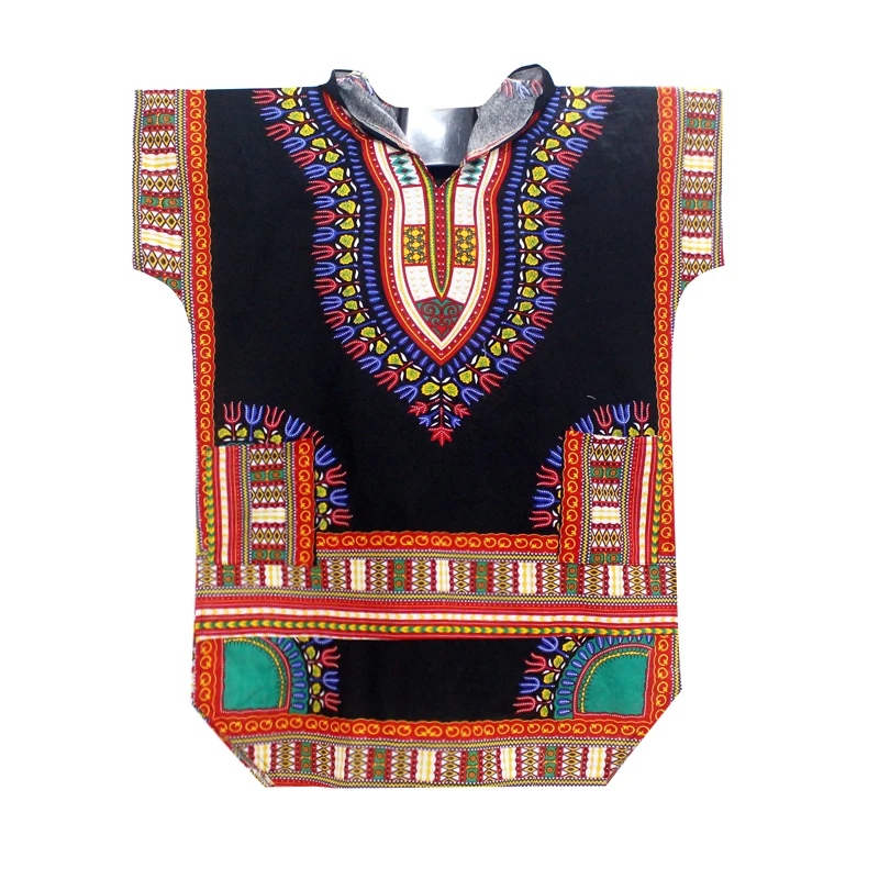 

Fashion New Arrival African Clothing African Traditional Dashiki Print 100% Cotton Top Shirt For Unisex Lengthen Hooded T-Shirt