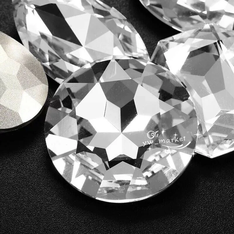 k9 crystal rhinestones clear Navette Round  point back glass stones jewels beads for crafts