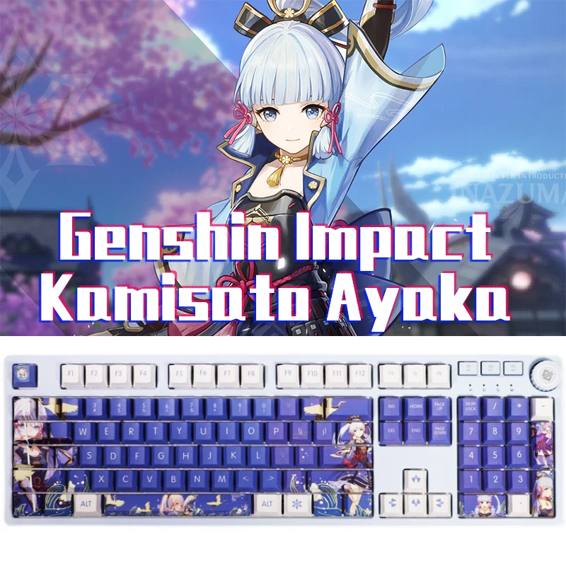 

Genshin Impact Kamisato Ayaka KeyCaps Game Character Key Caps PBT Material Cherry Profile Mechanical Keyboard Cap 108 Keys