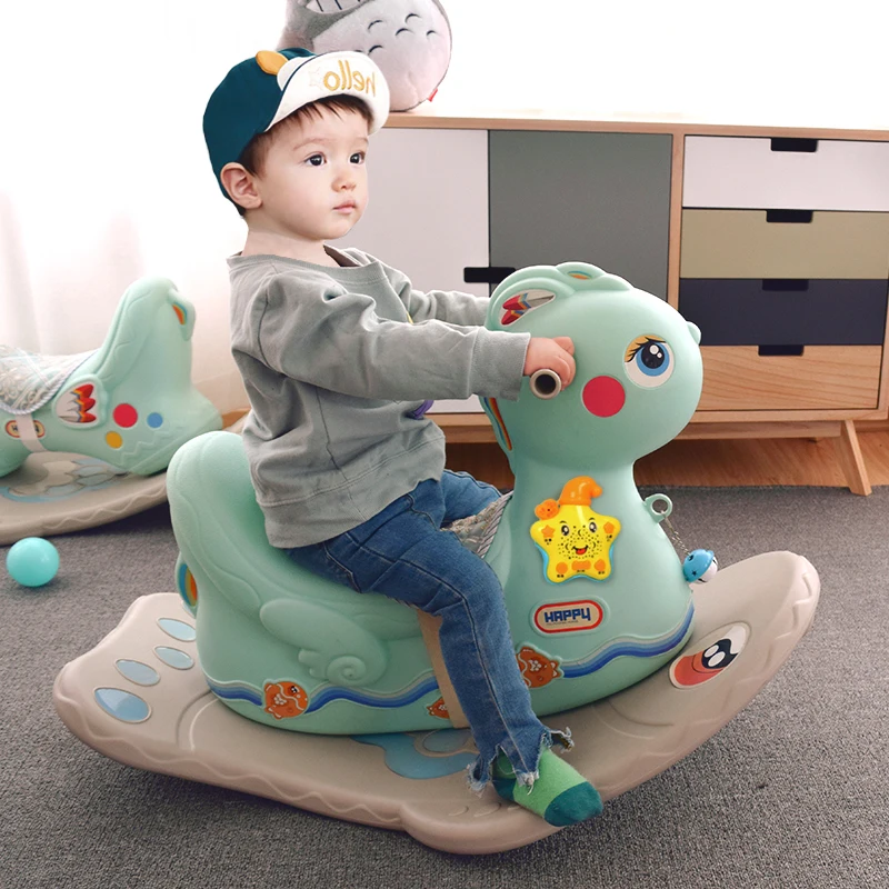 Children's Toy Rocking Horse Thickened Plastic Baby Rocking Chair Rocking Animal Swing Seat Rocker Newborn Baby Bouncers 1~6 Y