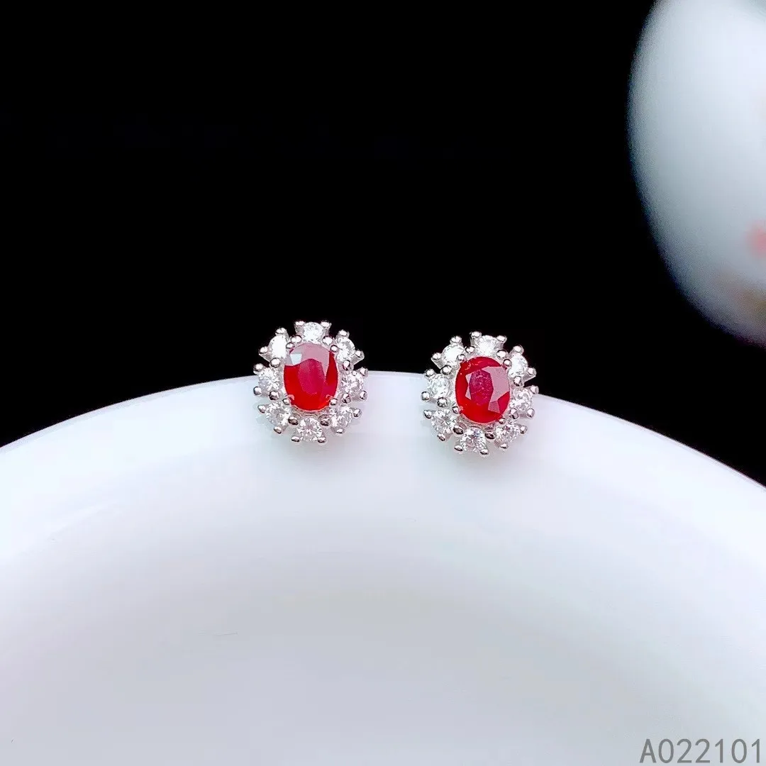 

KJJEAXCMY fine jewelry 925 silver natural ruby new girl noble earrings hot selling ear stud support test Chinese style