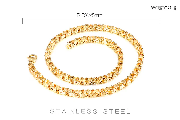 New Flowers Chain Gold Color Necklace Mens Stainless Steel Plum Shape Chain Hip Hop Jewelry  for Male Accessories