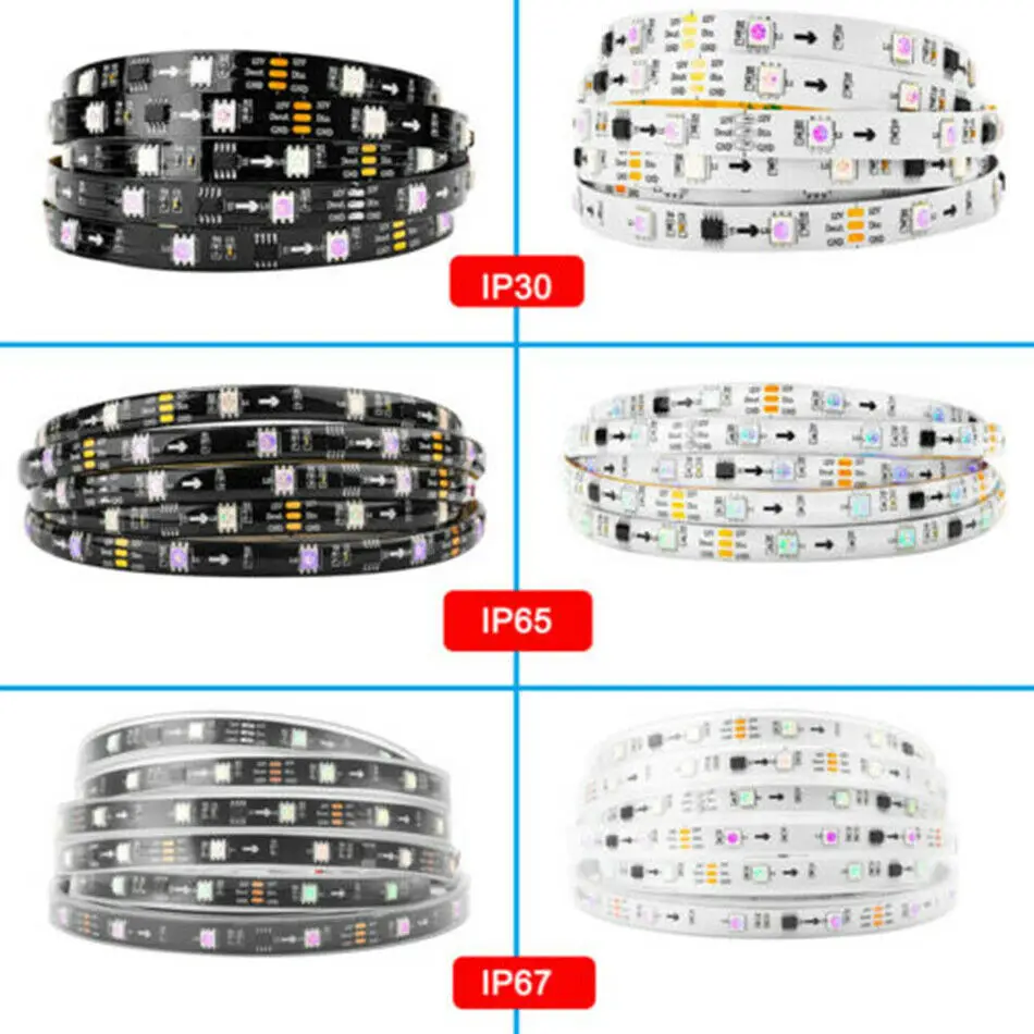 WS2811 30LED/M 5050 RGB Full Color LED strip lights +SP107E Music Smart Phone APP Controlled+12V LED Power KIT