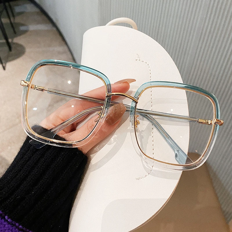 New Fashion Metal Square Glasses Frame Women Brand Designer Oversized Polygon Eyeglasses Frames For Men Optical Spectacles