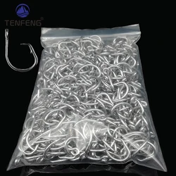 50-500pcs Wholesale Stainless Steel Barbed Eyed Fishhooks Circle Fish Hook Tuna Bait Jig Single Jigging Ocean Sea Fishing Pesca
