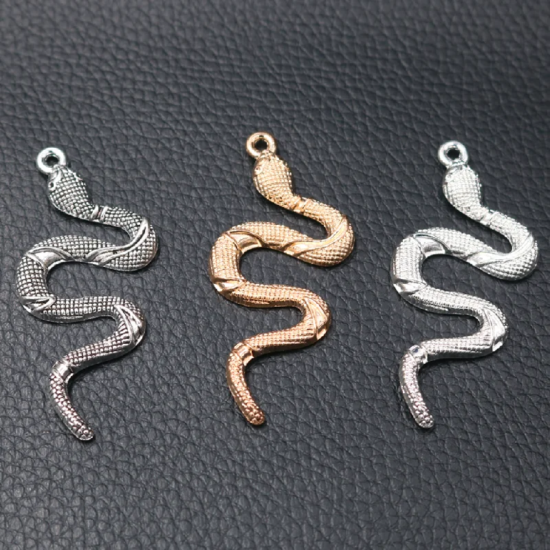 5pcs Hip Hop Style Snake Alloy Pendant DIY Charms Necklace Earrings Jewelry Carfts Making A2063