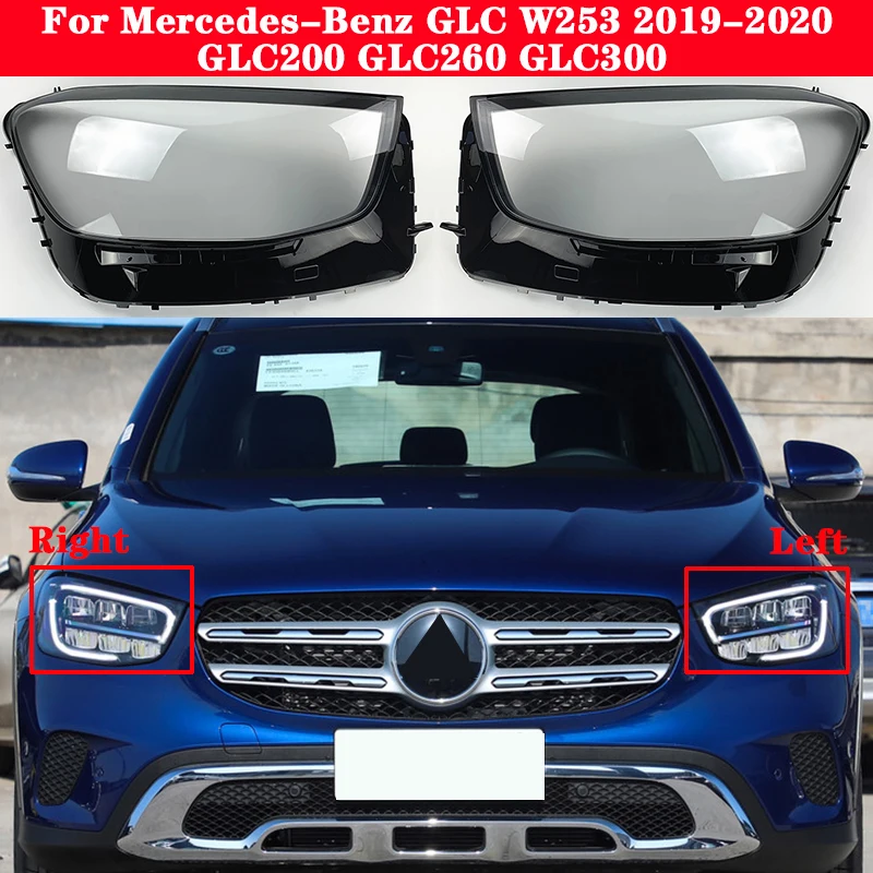 Car Front Headlight Cover For Mercedes-Benz GLC W253 GLC200 GLC260 GLC300 2020 Lampcover Lampshade Light glass Lens Shell Caps