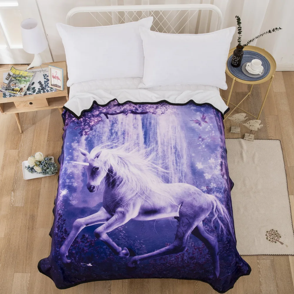 Mordern Blankets for Beds Flannel High Quality Weighted blanket Gift for kids with Purple Unicorn for Winter Summer Blankets