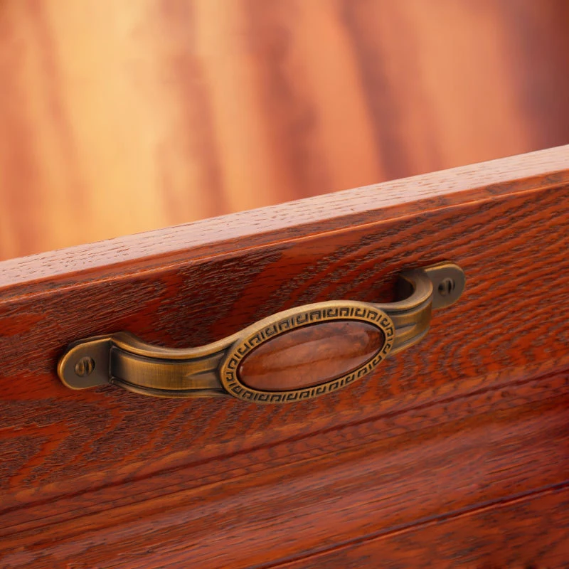 Chinese Ceramic Matte Brown Decorative Furniture Jade Door Handle Drawer Wardrobe Flush Handles Ancient Silver Inlay Handle