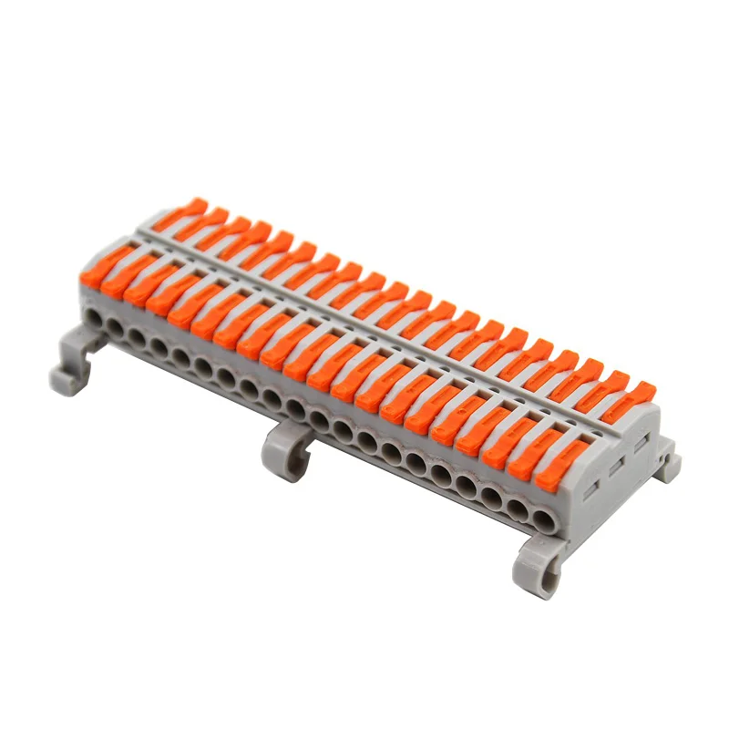 Mini Wire Electrical Connectors Rail Type 2-20 Pins Fast Universal Compact Conductor Wiring Cable Push-in Butt Terminal Block