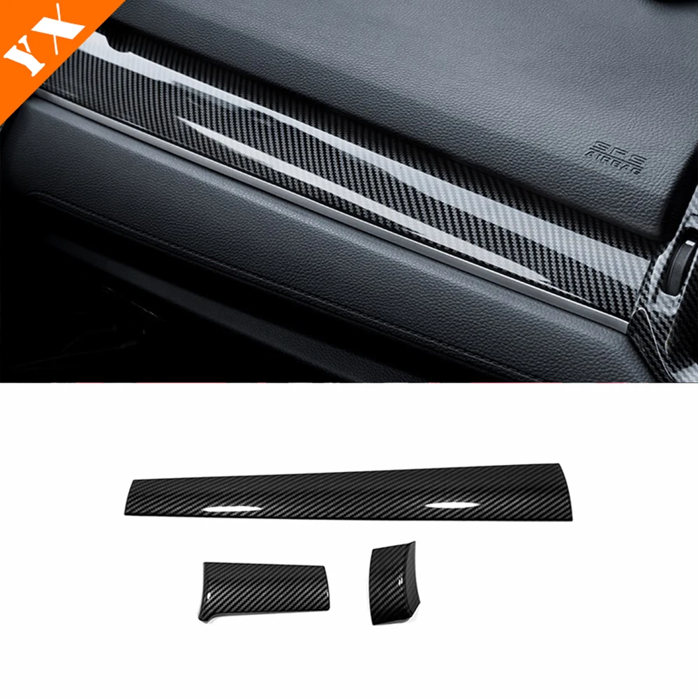 LHD For Honda Civic 10th Accessories 2016-2020 ABS Carbon Interior Trim Car gear shift handle knob decor sticker cover 3